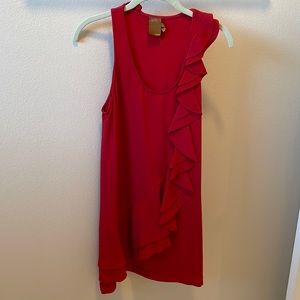 Ali Ro 4 red diagonal ruffle shift dress mini dress